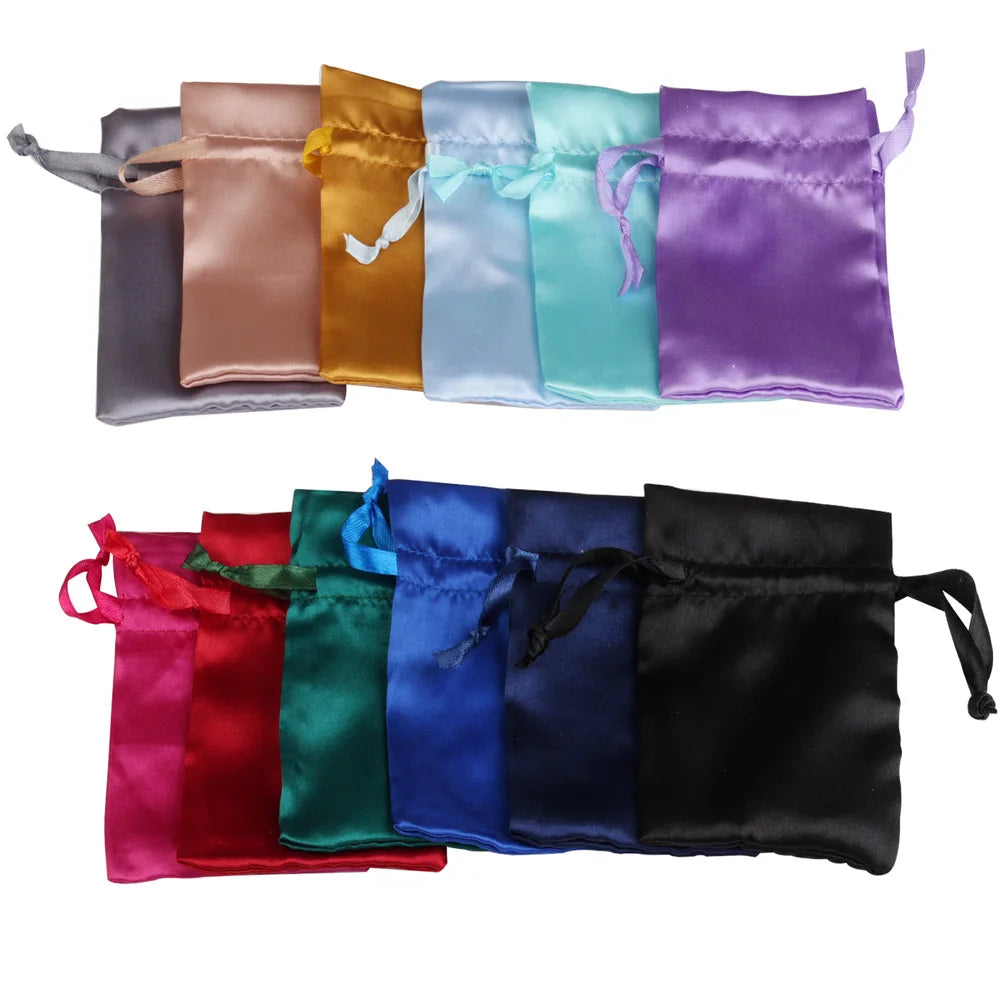 10/25/50PCS Bolsas de Regalo de Seda Satinada con Cordón para Joyas – Bolsitas de Lujo para Bodas, Fiestas, Dulces, Joyas y Empaque de Regalo