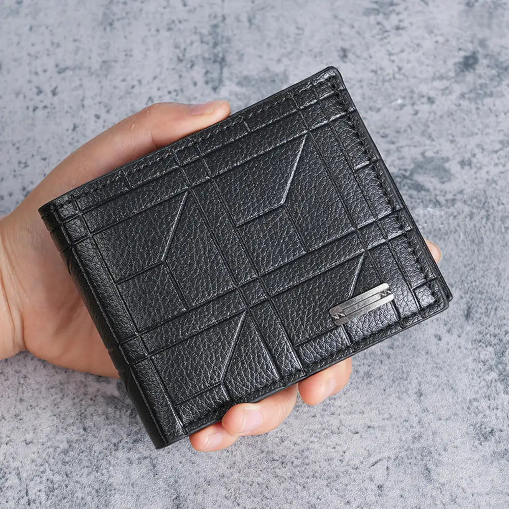 Billetera de cuero de gran capacidad para hombre con ventana para identificación, ranuras para tarjetas y monedero.