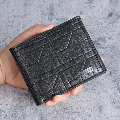 Billetera de cuero de gran capacidad para hombre con ventana para identificación, ranuras para tarjetas y monedero.