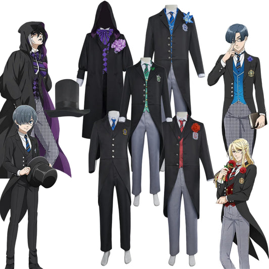 Conjunto de disfraz de cosplay estilo universitario – Traje uniforme completo con frac, chaleco, camisa y pantalones para Halloween, Carnaval, actuaciones teatrales y eventos de rol