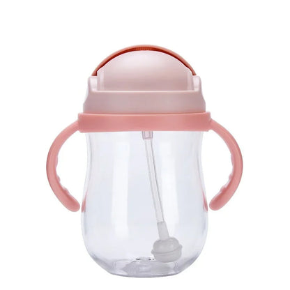 300ML Baby Straw Water Bottle with Handle Portable Toddler Training Cup for Kids