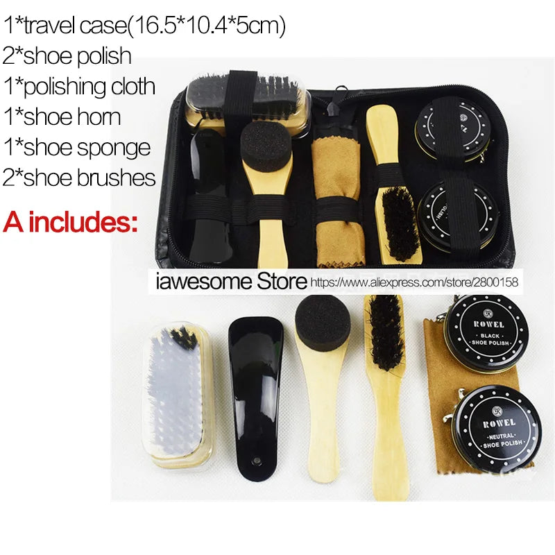 Professional Shoe Care Kit – Portable Leather Shoe Cleaning & Polishing Set with Brush, Shoehorn & Shine Tools for Boots & Sneakers
