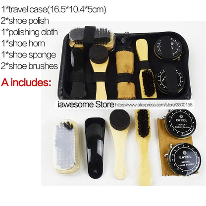 Professional Shoe Care Kit – Portable Leather Shoe Cleaning & Polishing Set with Brush, Shoehorn & Shine Tools for Boots & Sneakers