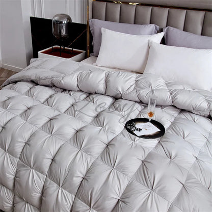 Edredón de lujo 100% plumón de ganso blanco – Duvet ligero y cálido de invierno con diseño plisado
