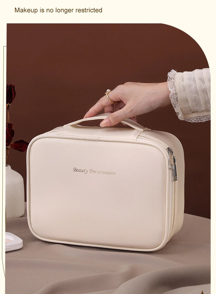 Bolsa de cosméticos de gran capacidad para mujer – Organizador de maquillaje de lujo portátil, neceser de viaje para productos esenciales de belleza, cuidado de la piel, cosméticos y accesorios personales