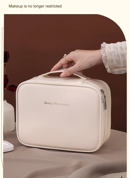 Bolsa de cosméticos de gran capacidad para mujer – Organizador de maquillaje de lujo portátil, neceser de viaje para productos esenciales de belleza, cuidado de la piel, cosméticos y accesorios personales