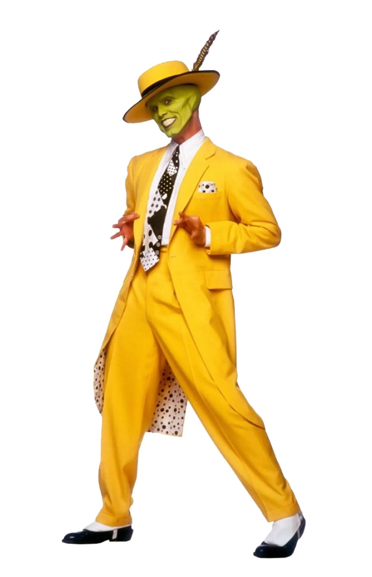 The Mask (Jim Carrey Inspired) Cosplay Costume – Yellow Suit with Green Mask & Hat for Halloween, Carnival & Masquerade Roleplay