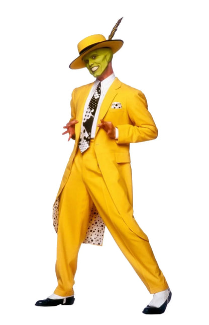 The Mask (Jim Carrey Inspired) Cosplay Costume – Yellow Suit with Green Mask & Hat for Halloween, Carnival & Masquerade Roleplay