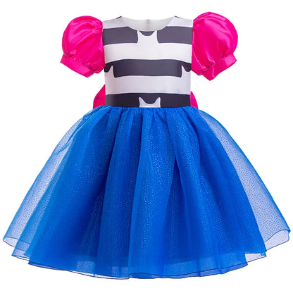 Kids Girls Cartoon Cat Princess Cosplay Dress – Puff Sleeve Bow Tulle Gown for Carnival, Halloween & Birthday Party Outfit