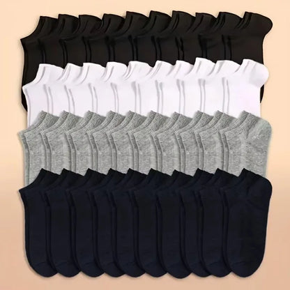 10/20/40 Pairs Unisex Cotton Ankle Socks – Soft Low Cut Everyday Socks for Men & Women