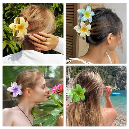 Pinzas de pelo hawaianas con diseño floral degradado – Pasadores grandes florales tropicales para mujer | Accesorios de moda para el pelo para vacaciones en la playa