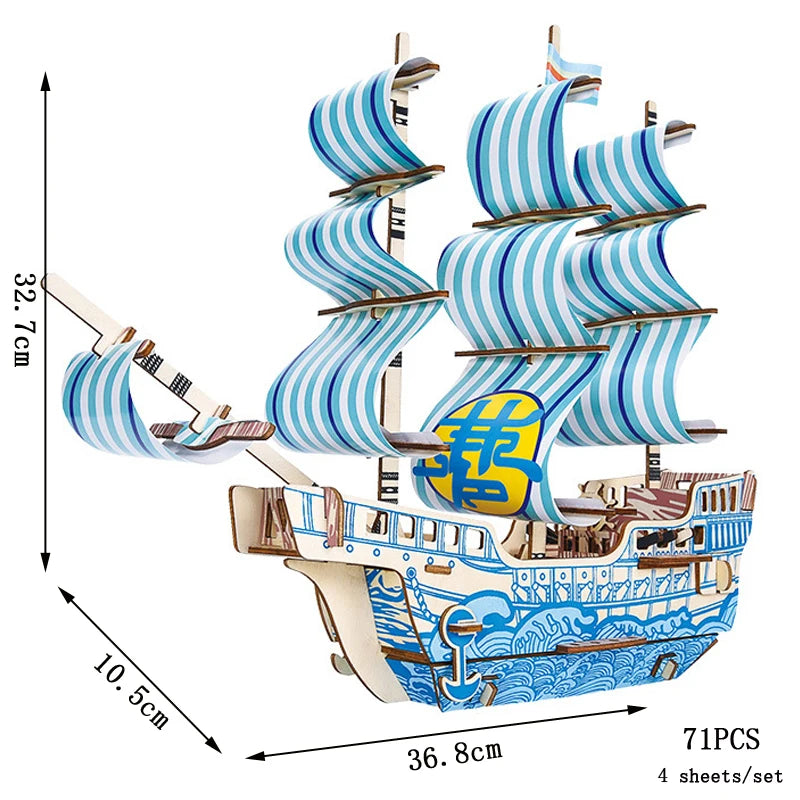Maqueta 3D de Barco de Vela de Madera – Kit de Montaje de Barco de Madera DIY, Juguete Educativo de Construcción, Proyecto de Manualidades Creativo y Regalo de Fiesta para Niños