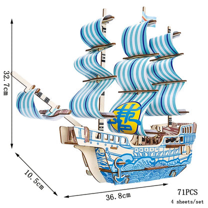 Maqueta 3D de Barco de Vela de Madera – Kit de Montaje de Barco de Madera DIY, Juguete Educativo de Construcción, Proyecto de Manualidades Creativo y Regalo de Fiesta para Niños