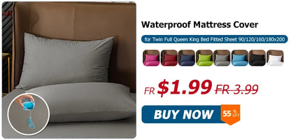 Protège-matelas 100 % imperméable – Housse de matelas ajustée avec bande élastique pour lits simples, doubles, Queen et King