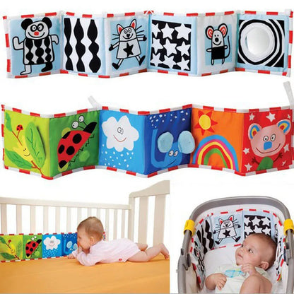 Black & White Sensory Cloth Book for Babies 0–12 Months Montessori Soft Crinkle Toy