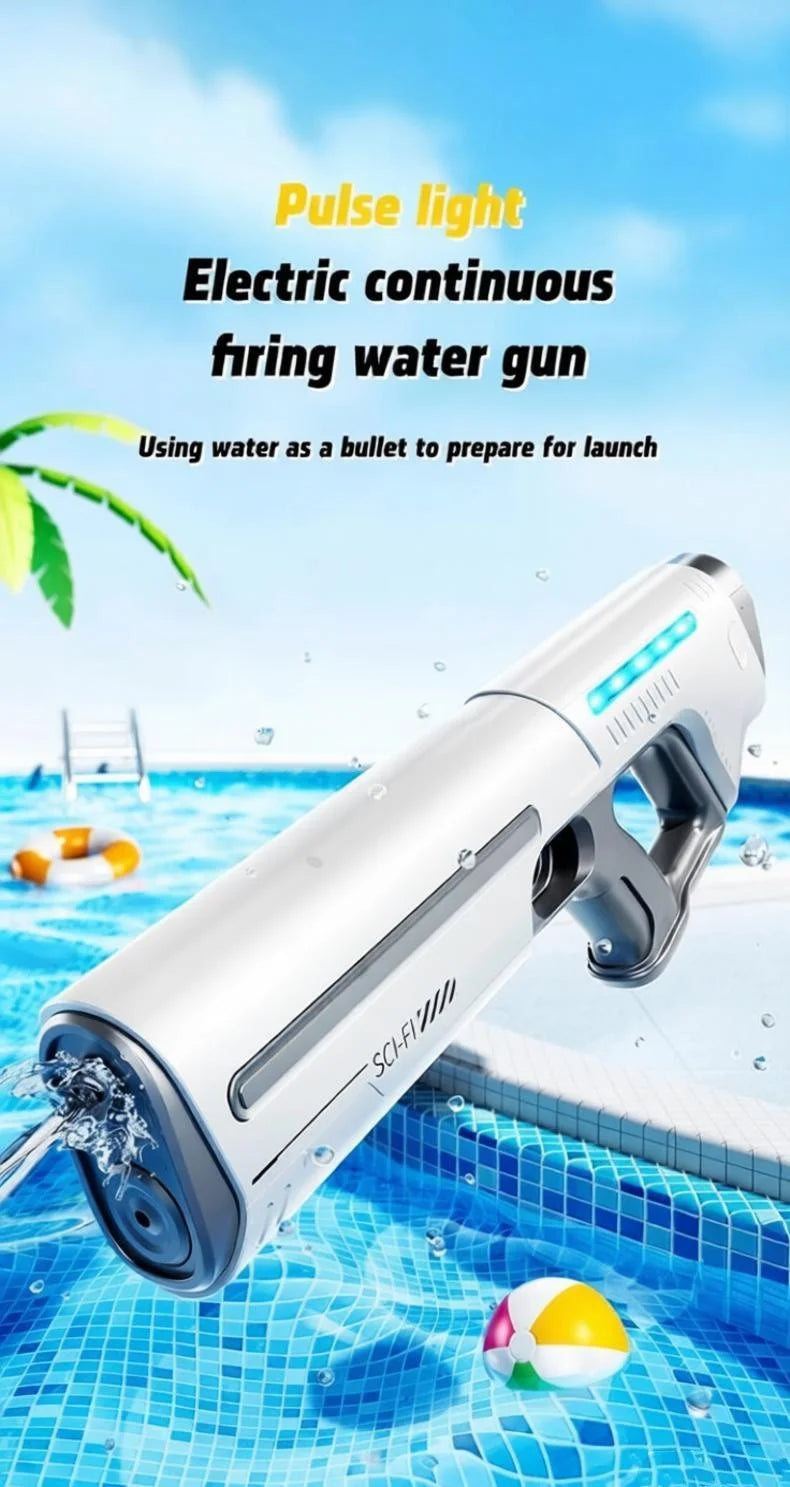 Pistolet à Eau Électrique pour Adultes – Puissant Lanceur d'Eau Automatique avec Grand Réservoir d'Eau pour Piscine d'Été, Plage et Jeux Aquatiques Extérieurs