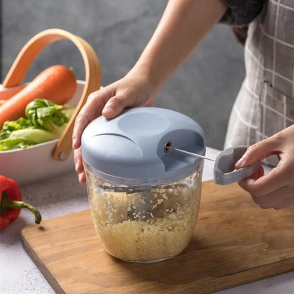 500/900ml Manual Food Chopper – Pull-Rope Vegetable Cutter, Garlic & Onion Slicer, Shredder and Salad Maker