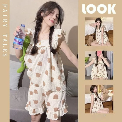 Women's Summer Pajama Set – 2-Piece Short Sleeve Top & Pants, Soft Lightweight Sleepwear and Comfortable Loungewear