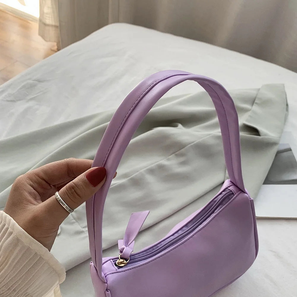 Bolso de hombro retro de piel sintética para mujer – Bolso de mano de moda con asa superior, monedero informal de color sólido para mujer
