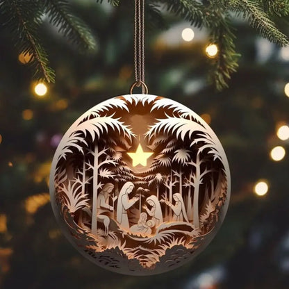 Acrylic Painted Nativity Christmas Ornament – Hangable Religious Pendant Decoration for Christmas Tree, Holiday Home Decor & Gifts