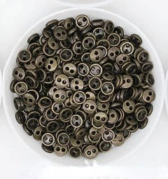 30 Mini-boutons métalliques (3-8 mm) – Boutons ronds à 2 trous pour vêtements de poupée DIY, couture, scrapbooking et loisirs créatifs