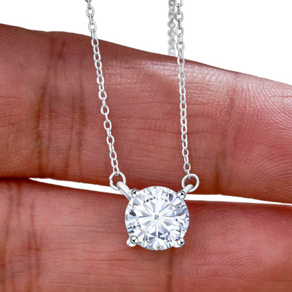 Collar con colgante de moissanita de plata de ley 925 – Joyería fina nupcial y para mujer de 0,5 a 5 quilates