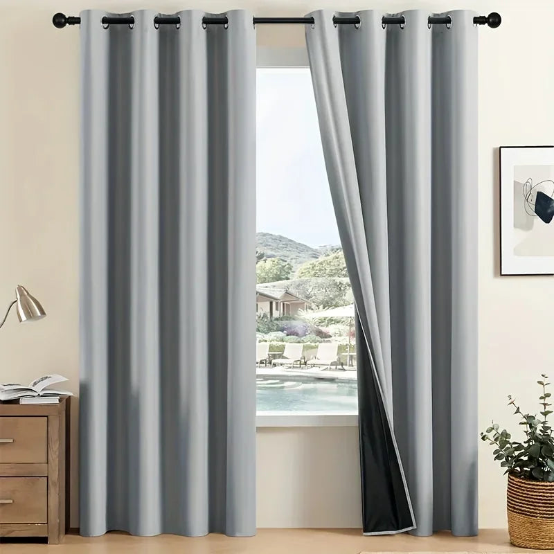 Paquete de 2 cortinas 100% opacas – Paneles de ventana térmicos con forro opaco