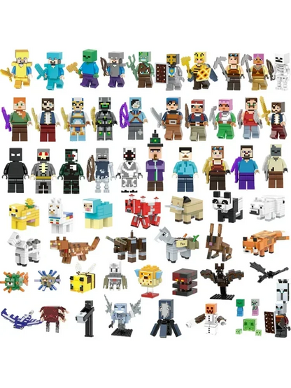 Lot de 8 mini-blocs de construction inspirés de Minecraft – Creeper, Ender Dragon, Steve, Squelette et Cheval, jouets de construction à faire soi-même, blocs de construction créatifs à collectionner pour enfants