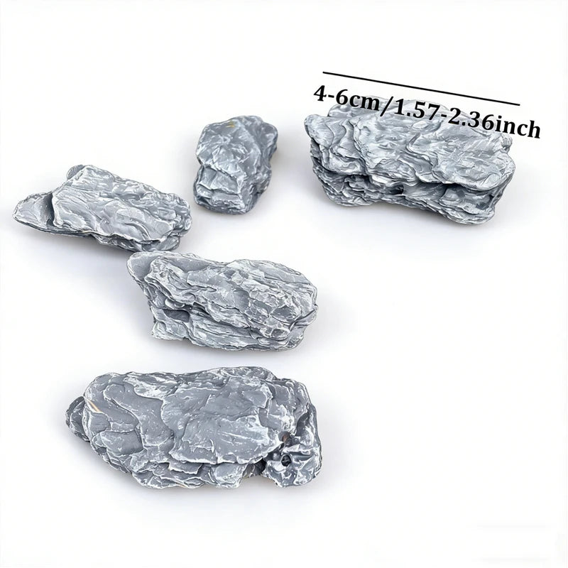 5PCS Irregular Miniature Rocks – 4-6cm Realistic Simulation Stones for Micro Landscape, Model Forest, DIY Crafts & Outdoor Decoration