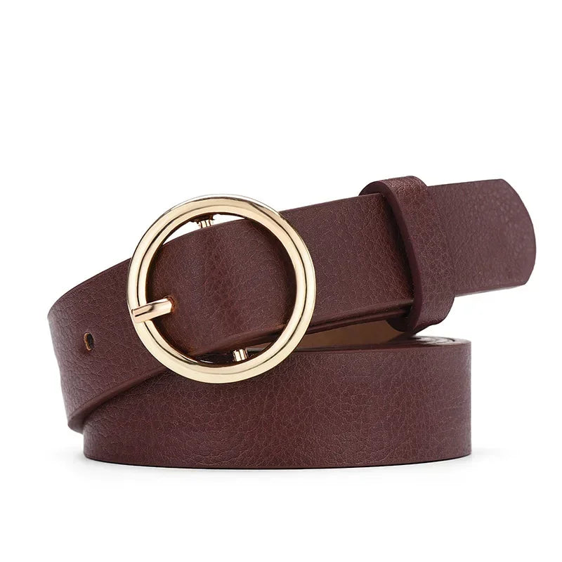 Women's PU Leather Belt Adjustable Pin Buckle Waist Belt for Jeans, Skirts & Dresses