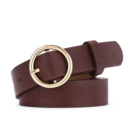 Women's PU Leather Belt Adjustable Pin Buckle Waist Belt for Jeans, Skirts & Dresses