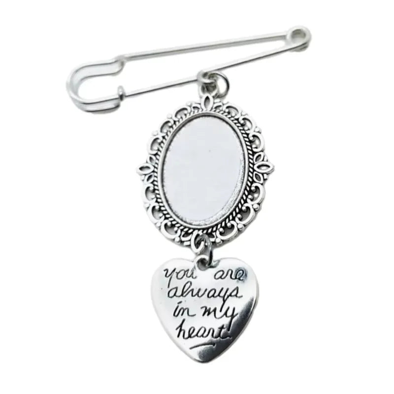 Wedding Bouquet Photo Charm – Oval Picture Frame Pendant Brooch for Bridal Bouquets & Memorial Keepsakes