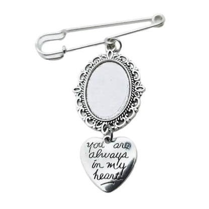 Wedding Bouquet Photo Charm – Oval Picture Frame Pendant Brooch for Bridal Bouquets & Memorial Keepsakes