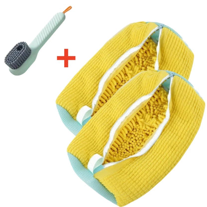 Shoe Washing Machine Bag with Cleaning Brush Set - Durable Reusable Laundry Bag for Sneakers, Running Shoes & Delicates (1, 2 or 4 Pack)