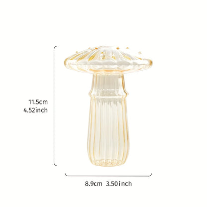 Transparent Glass Mushroom Vase – Hydroponic Planter for Flowers, Plants & Home Décor