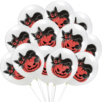 12-Inch Halloween Latex Balloons – Black, Orange, White & Pink Balloons for Halloween Parties, Holiday Events, Party Favors & Decorations