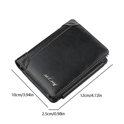 Portefeuille court en cuir PU Baellerry pour hommes avec fentes pour cartes, pince à billets et poche zippée pour la monnaie