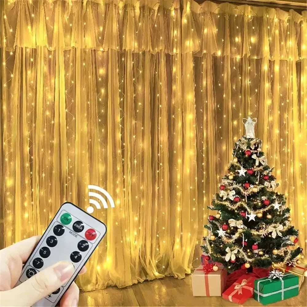 Luces USB LED de Cortina – 8 Modos de Iluminación con Control Remoto para Decoración de Dormitorio, Boda, Festividades y Hogar (3M/6M)