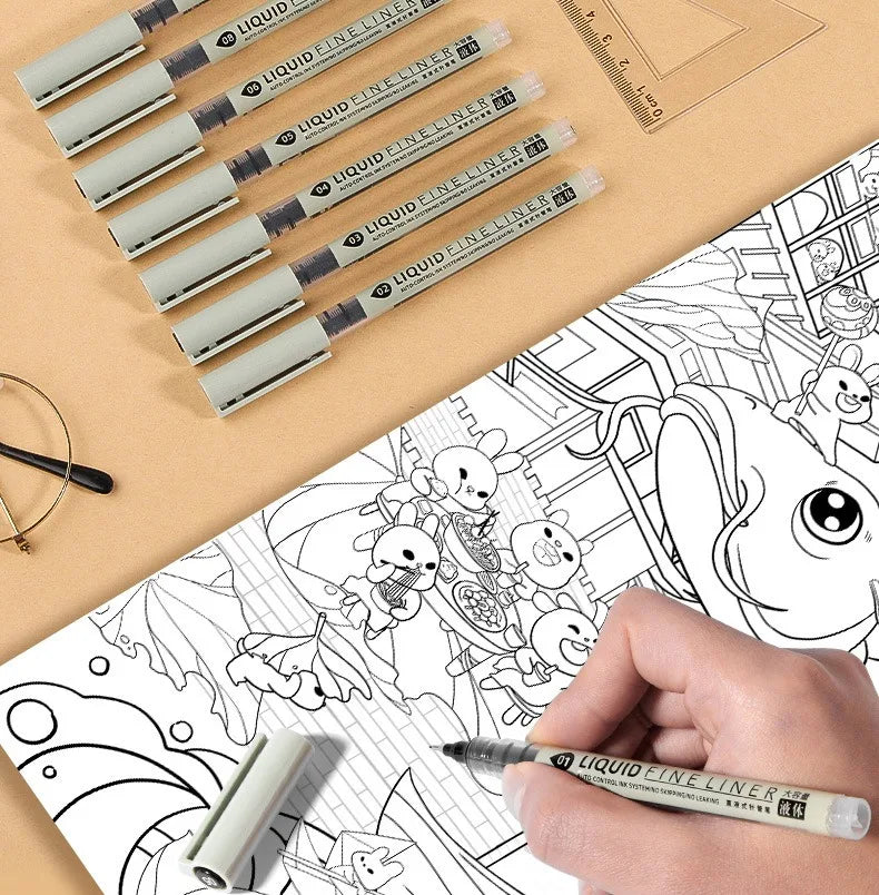 Set de marqueurs Manga – Stylos à croquis à pointe fine 5/8 pièces pour le dessin, l'illustration, la calligraphie et les fournitures scolaires