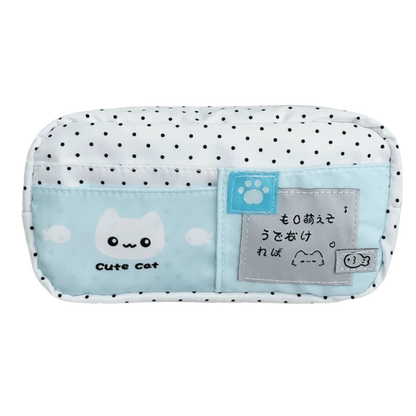 Trousse à crayons Chat à pois – Sac à stylos mignon grande capacité multi-couches, Organisateur de papeterie élégant pour l'école, le bureau et l'utilisation quotidienne