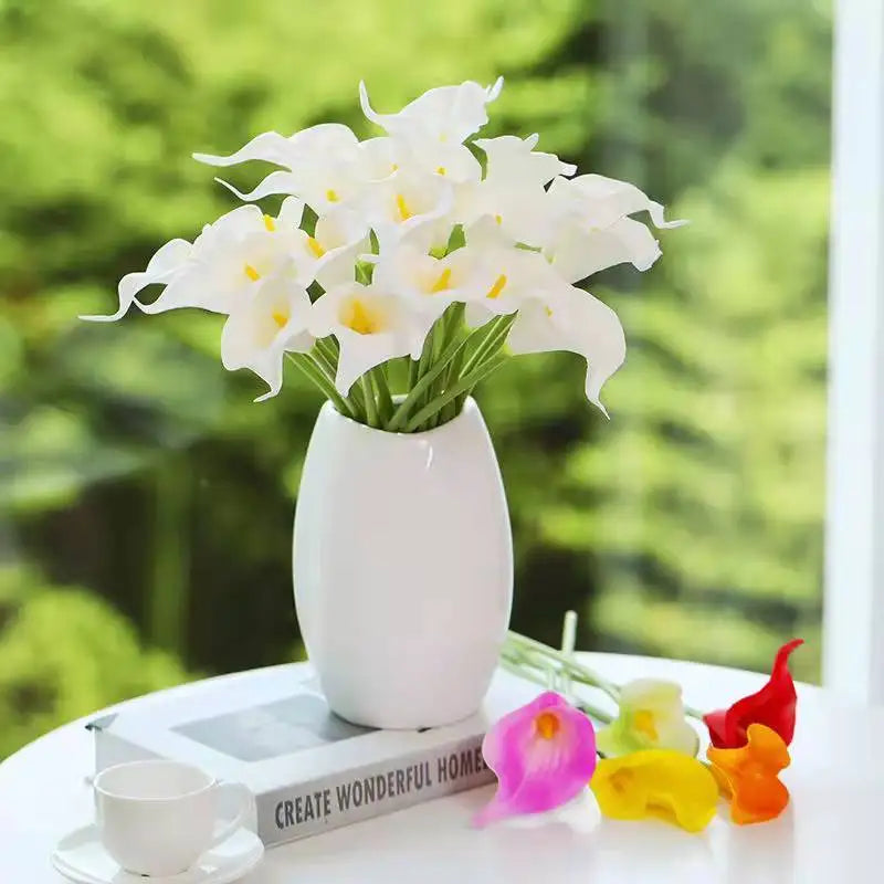 5/10/15/20pcs Real Touch Calla Lily Artificial Flowers – Realistic Faux Calla Lily Bouquet for Wedding Bridal Arrangements, Home Décor & Floral Decoration