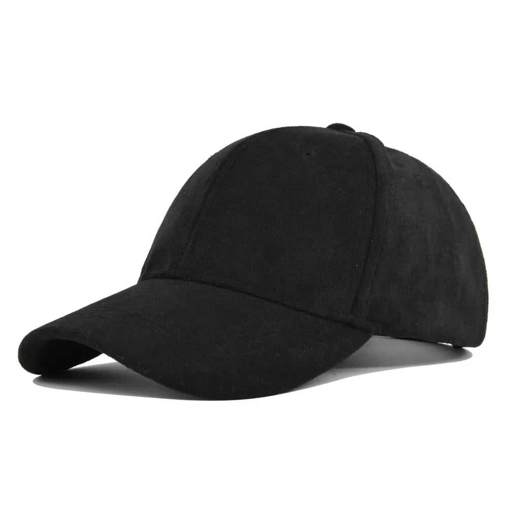 Casquette de baseball rétro en suède uni – Casquette snapback réglable hip hop pour hommes et femmes, casquette de style urbain à visière en fausse fourrure pour le printemps et l'automne