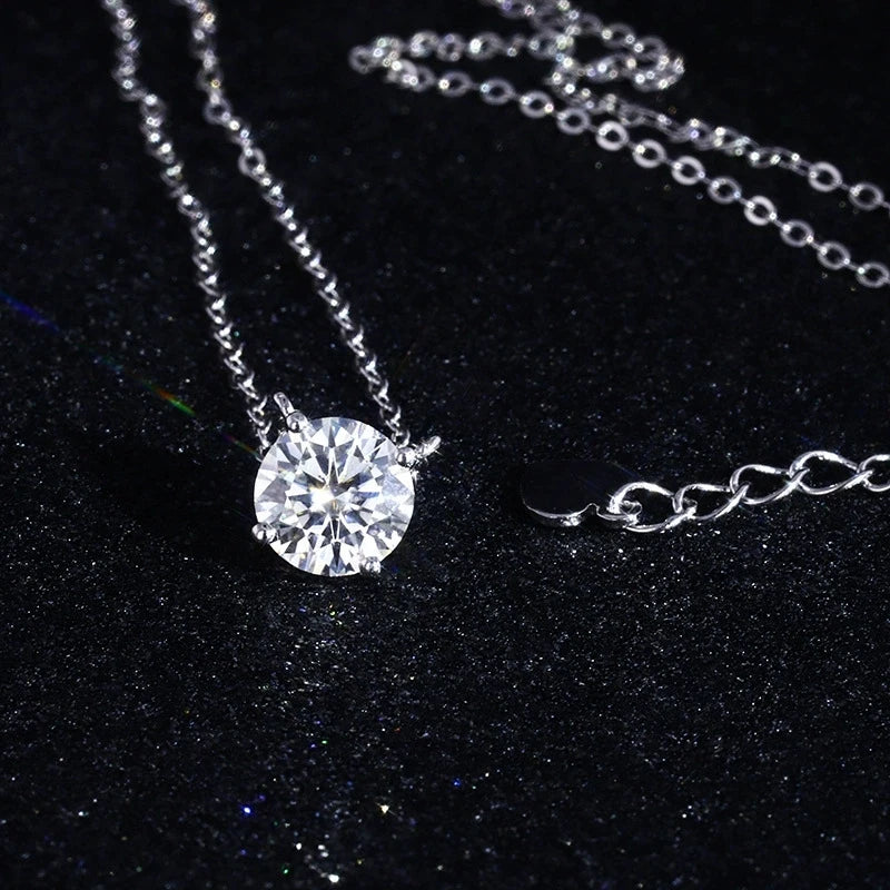 Collar con colgante de moissanita de plata de ley 925 – Joyería fina nupcial y para mujer de 0,5 a 5 quilates