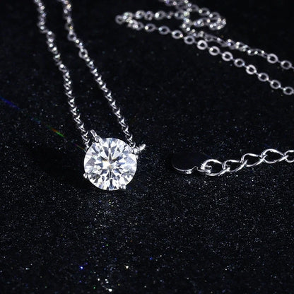 Collar con colgante de moissanita de plata de ley 925 – Joyería fina nupcial y para mujer de 0,5 a 5 quilates