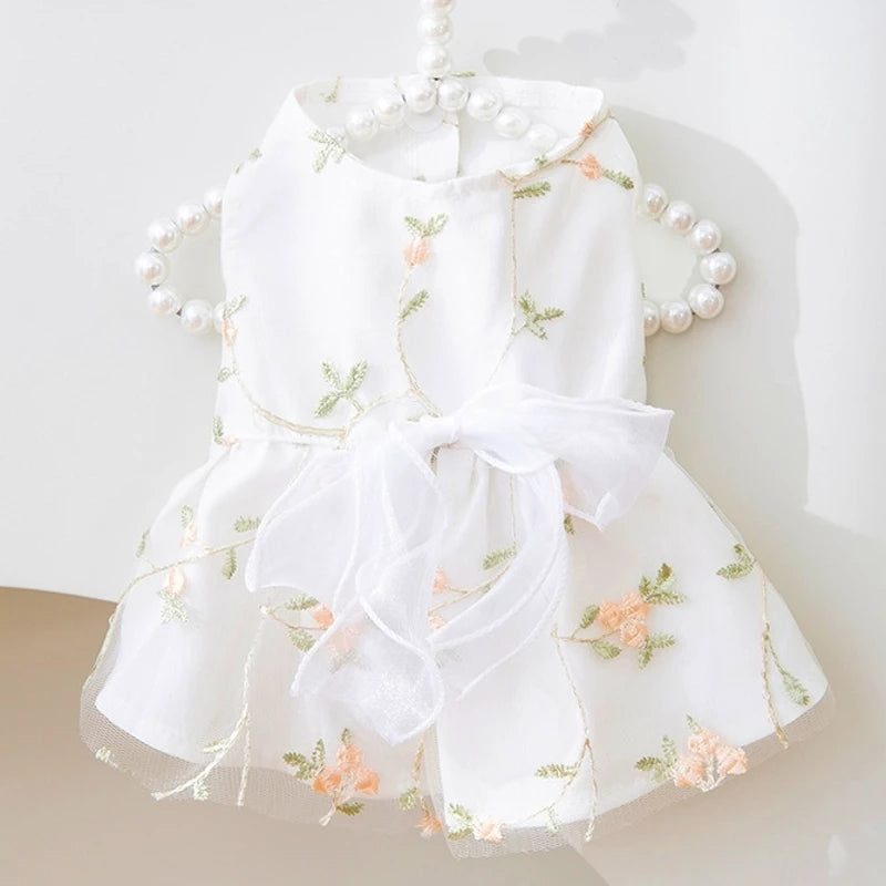 Cute Dog Princess Dress Bow Lace Mesh Summer Pet Skirt for Poodle, Chihuahua, Puppies & Small Dogs