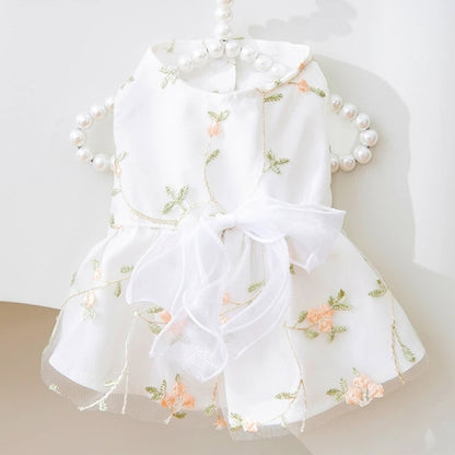 Cute Dog Princess Dress Bow Lace Mesh Summer Pet Skirt for Poodle, Chihuahua, Puppies & Small Dogs