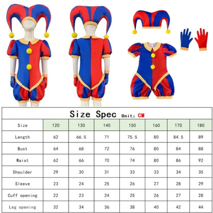 Halloween Circus Clown Cosplay Costumes with Hat Shoe Covers Gloves for Men Women Stage performance Carnival Jumpsuit Outfits