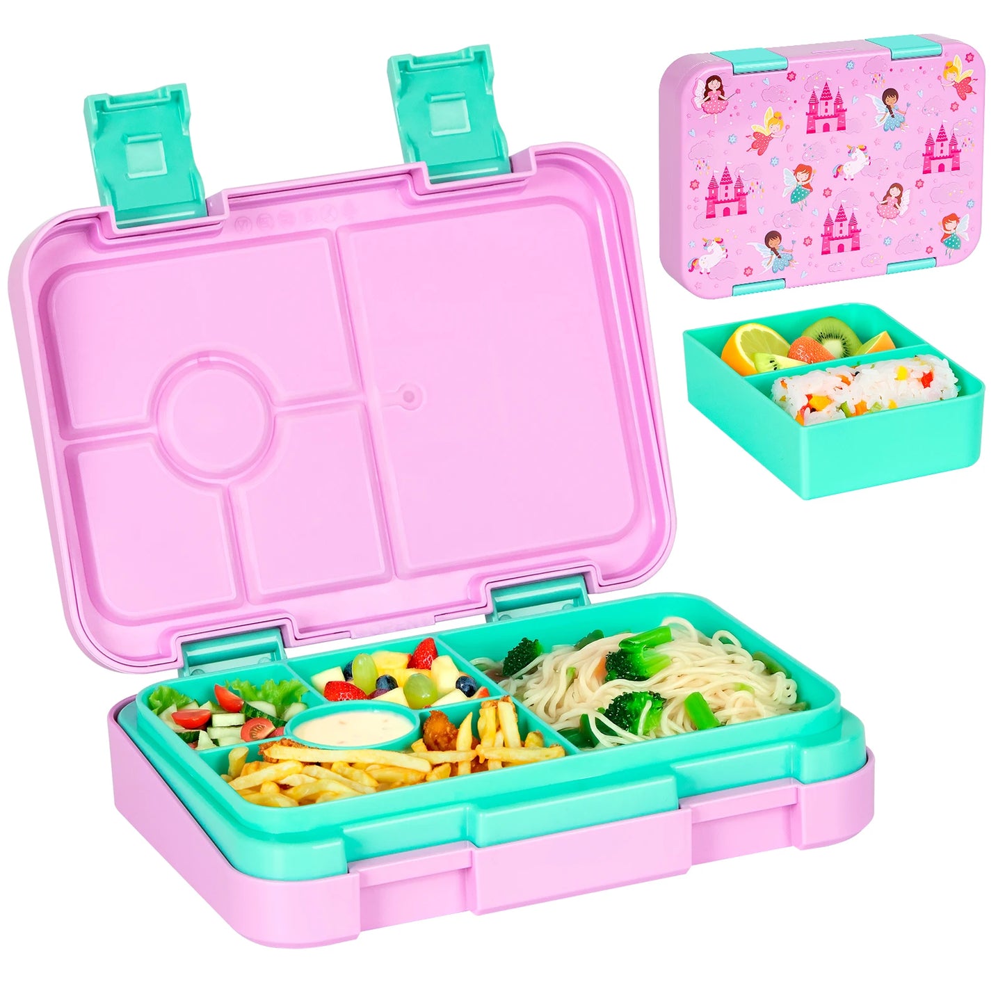 Fiambrera Bento para niños – Recipiente de comida portátil a prueba de fugas para la escuela, viajes y picnics, fiambrera para estudiantes apta para microondas para frutas, aperitivos y comidas