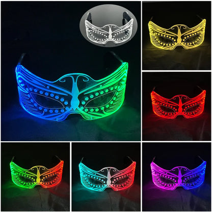 Gafas LED ciberpunk luminosas – Gafas futuristas con luz para cosplay, raves y fiestas de Halloween