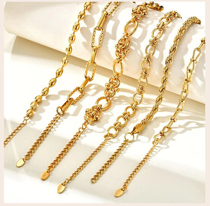 Pulsera de cadena de eslabones gruesos de acero inoxidable – Bañado en oro, pulsera de capas para mujer | Joyería de moda impermeable y de tendencia
